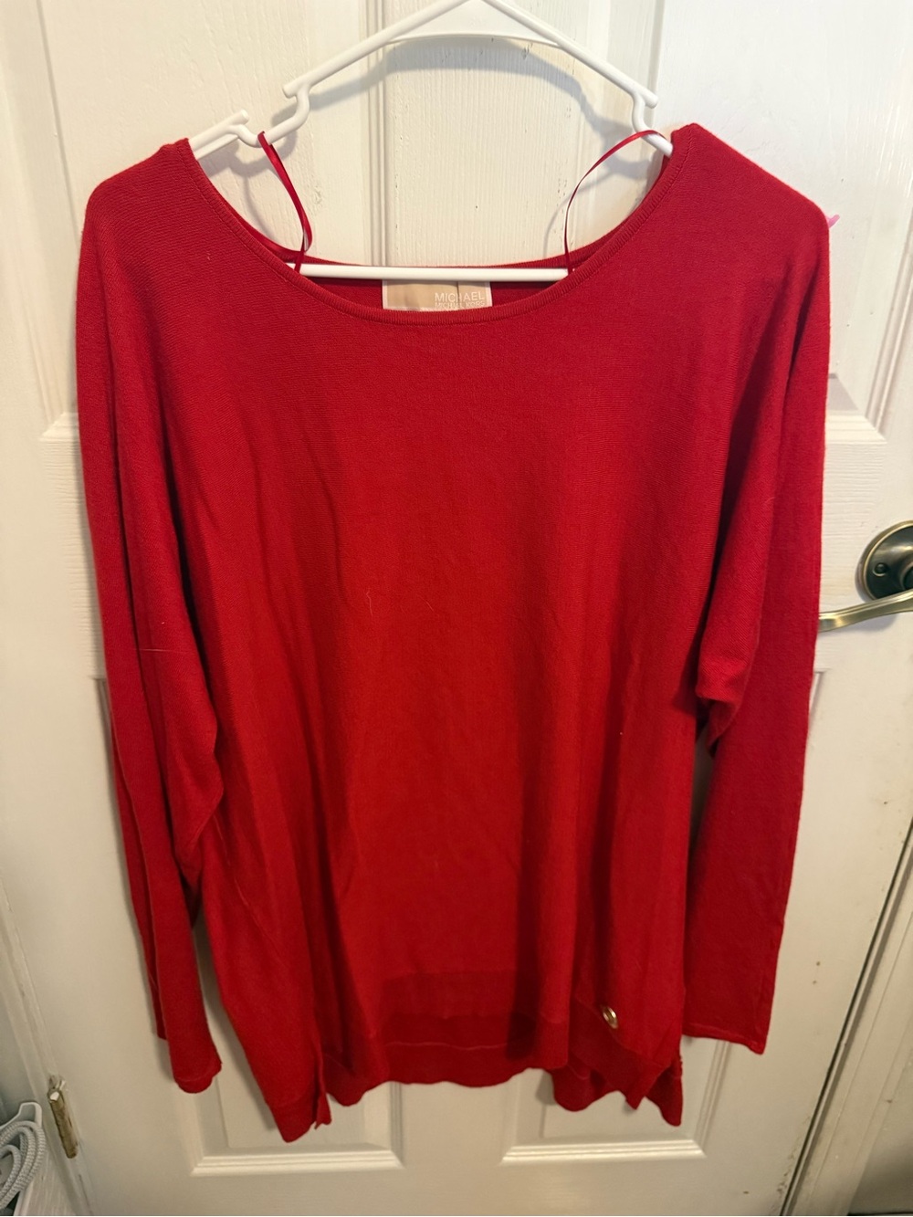 Michael Kors Red Scoop Neck Lightweight Sweater